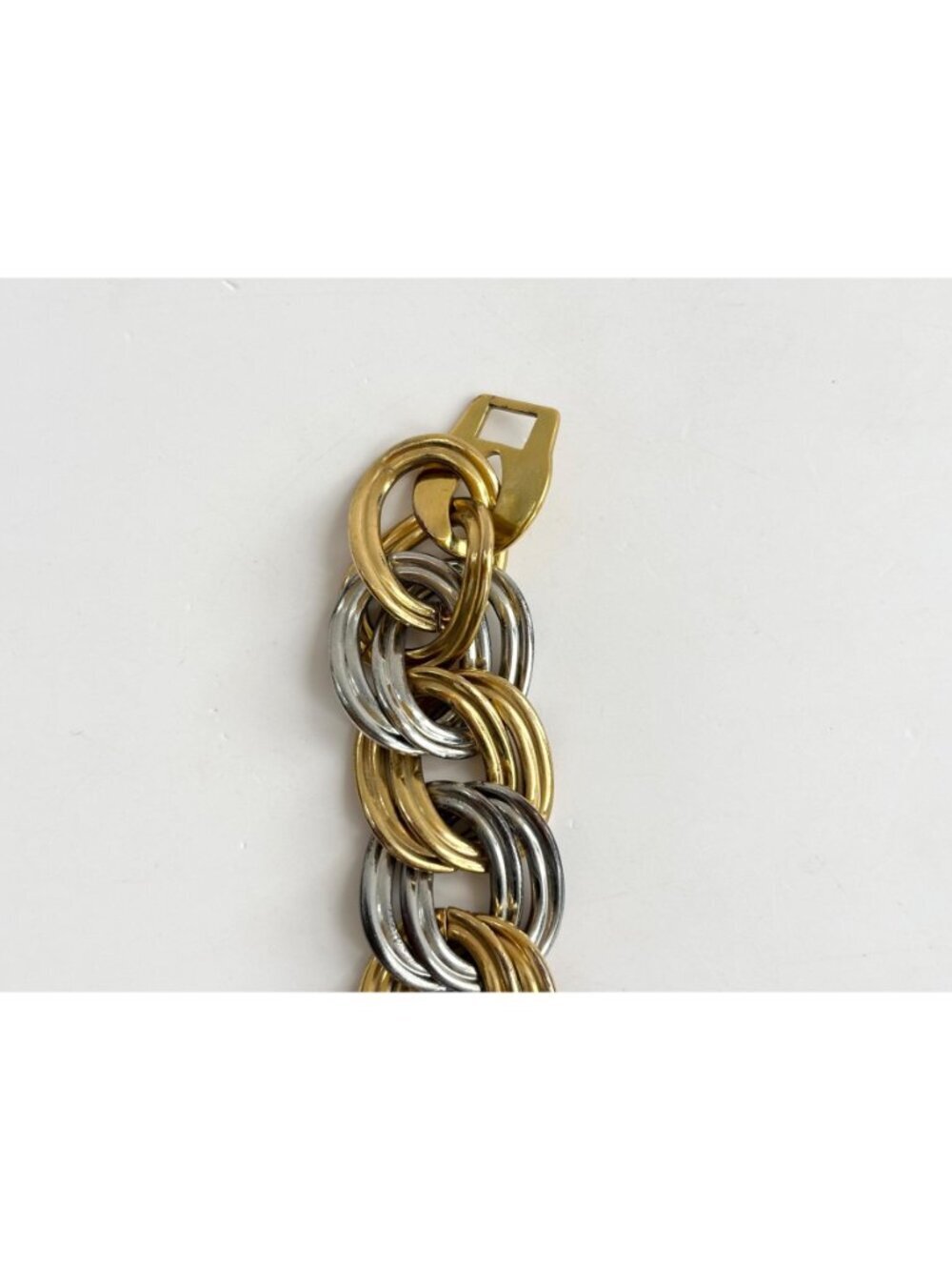 Dual Gold & Silver Double Strung Chunky Vintage 80's Style Bracelet - Picture 3 of 16